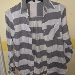 Gray and white striped button down